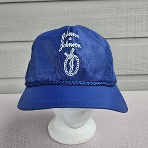 VTG Sportcap Supreme Johnson & Johnson Baseball Cap Hat Blue Strapback Nylon